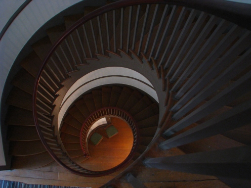Architecture can lift the human heart. This view is looking down the spiral stair at Shaker Village in Kentucky.
